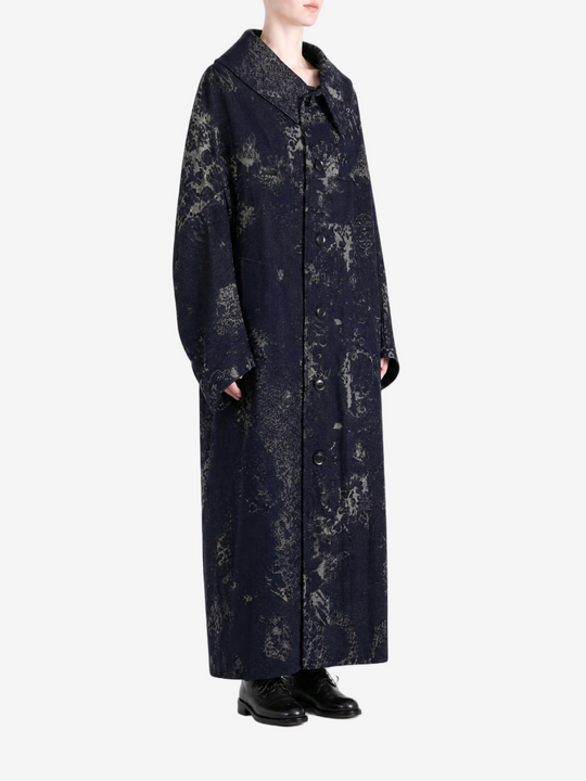 Navy jacket, full body view