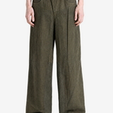 Green jeans, full body view