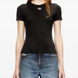 black top worn by a person, showing the top fit