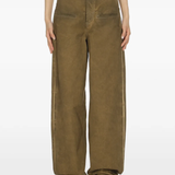 Brown pants worn by a person, showing the pants fit