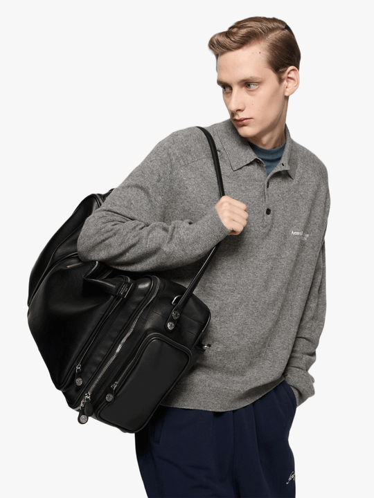 Grey knitwear, side view