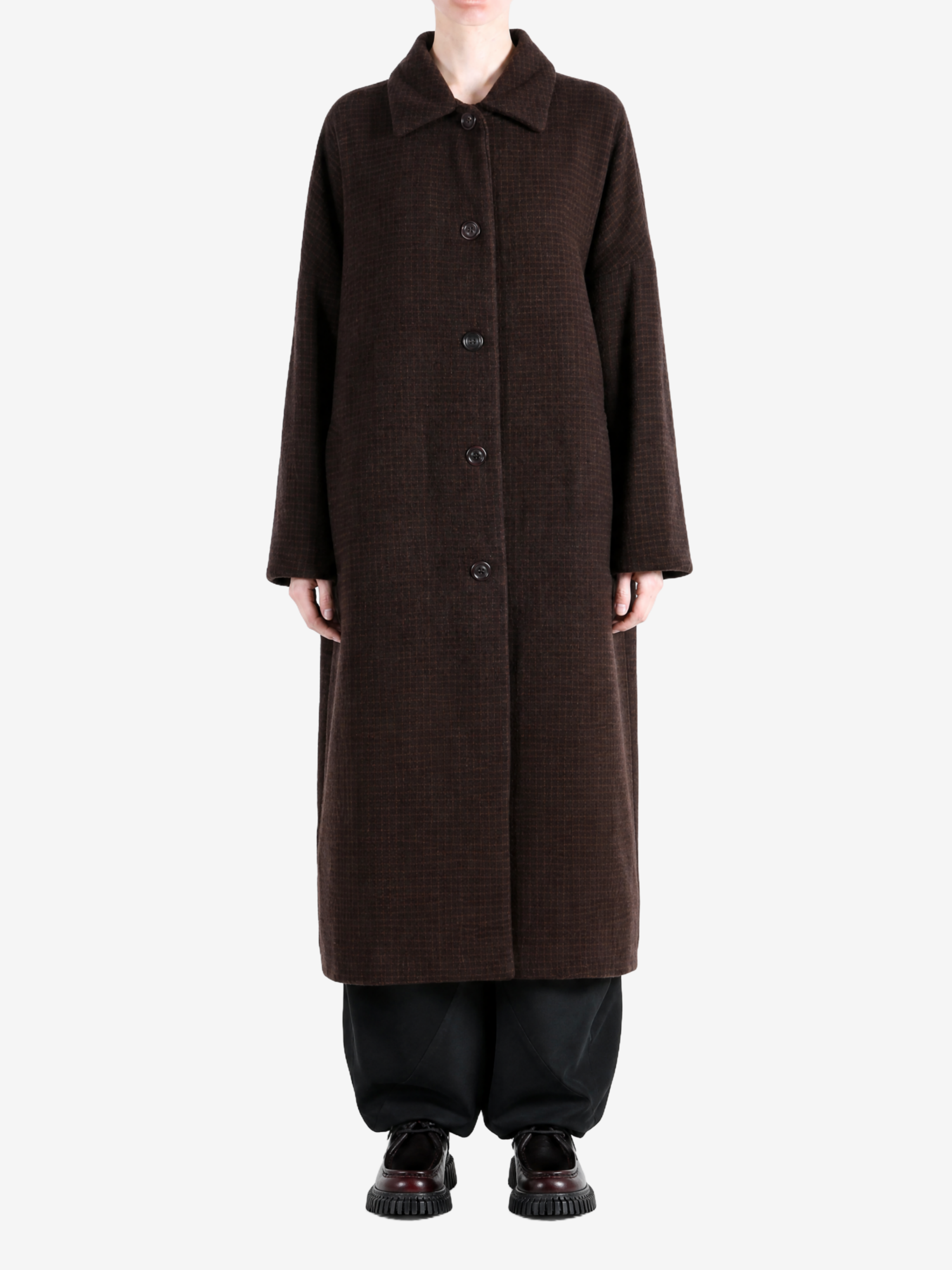Brown jacket, full body view