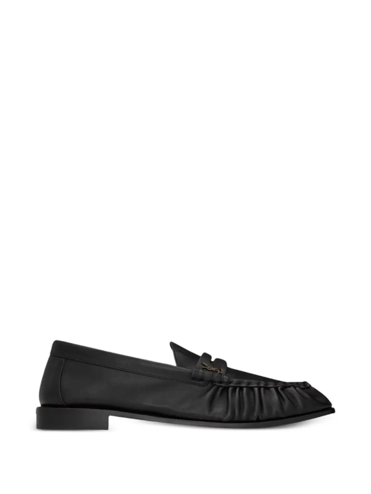black loafers-mules,front view