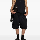 Black vest, full body view