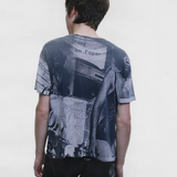 Navy t-shirt, full body view