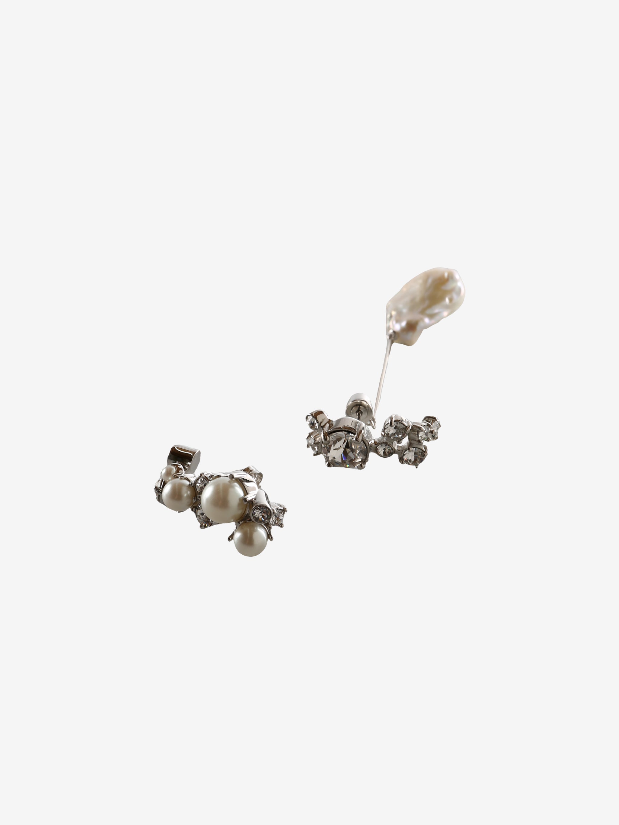 White earrings, front view