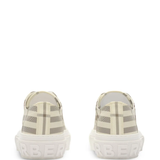  tan sneakers, back view