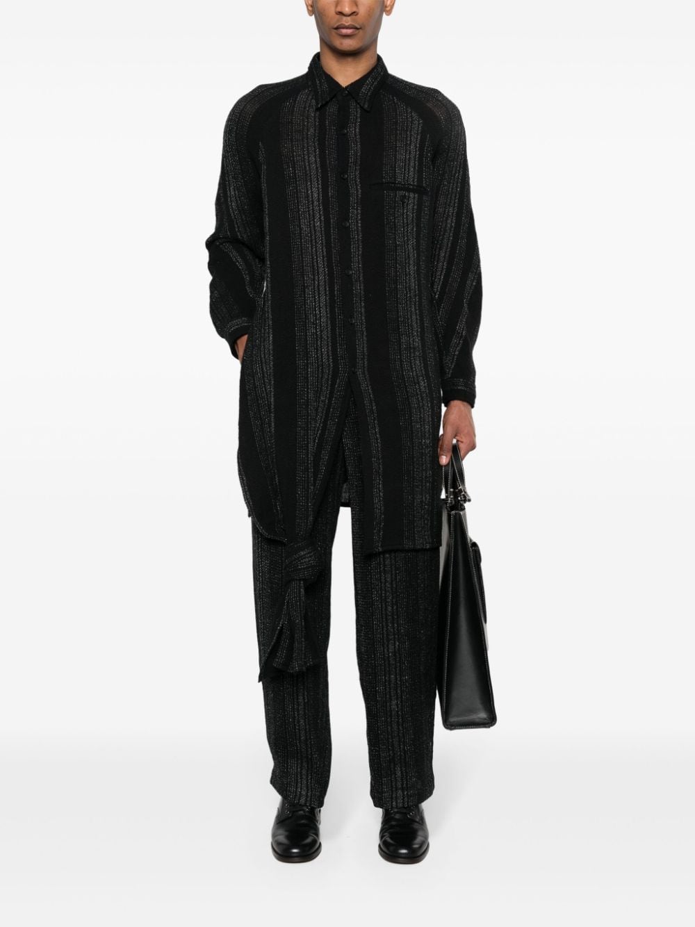 YOHJI YAMAMOTO POUR HOMME - Men M-Tied Hem Stripe B Shirt