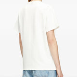 White t-shirt worn by a person, showing the t-shirt fit