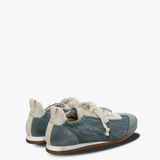 Blue sneakers, side view