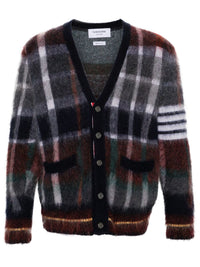 THOM BROWNE - Men Gingham Hector Tartan Check Jacquard V Neck Cardigan