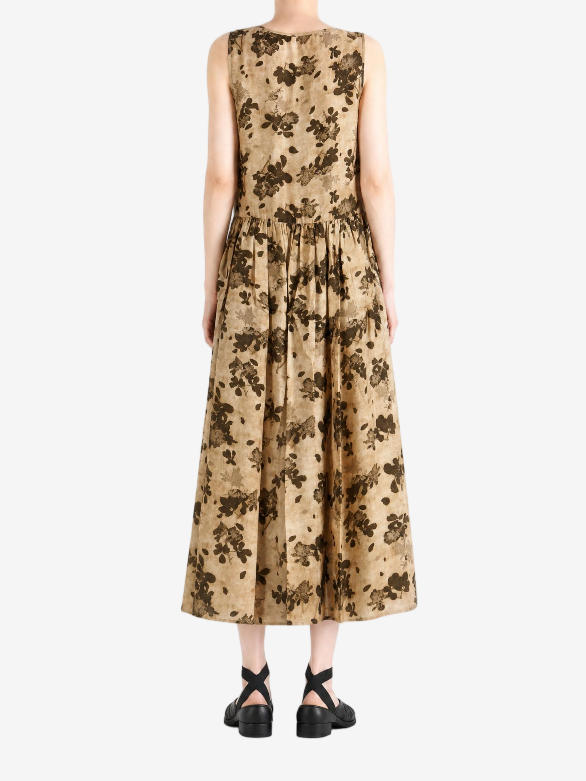 Tan dress, full body view