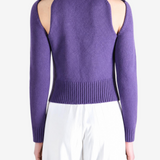 Purple top worn by a person, showing the top fit
