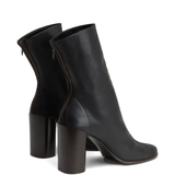 Black boots, back view