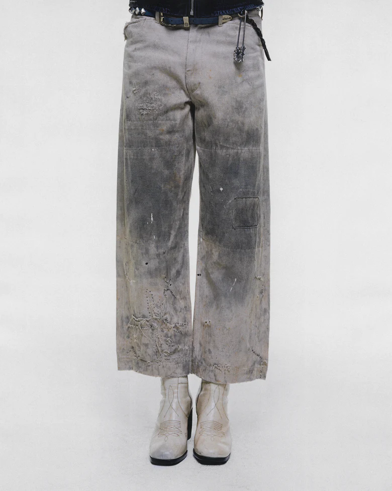 Grey pants, full body view