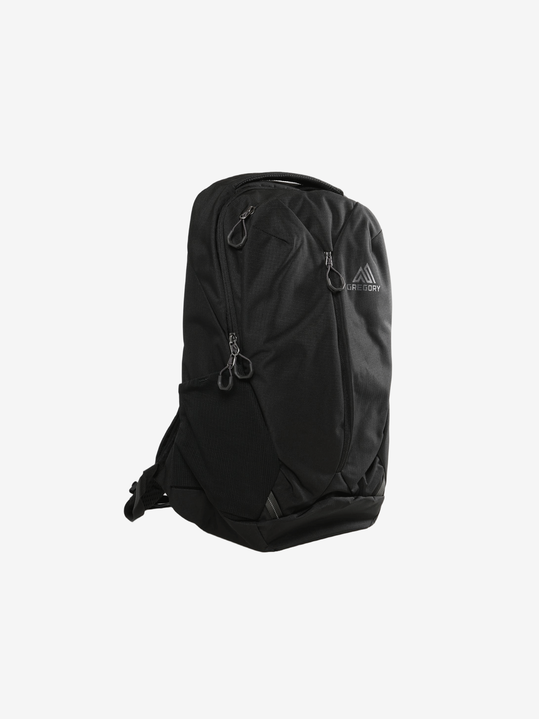 Black backpack, side view