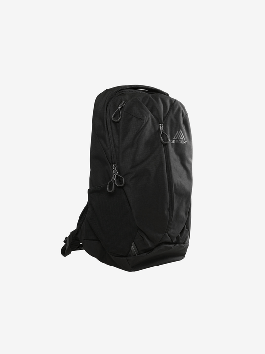 Black backpack, side view