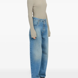 blue pants, full body view