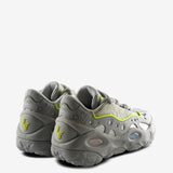 Grey sneakers, back view