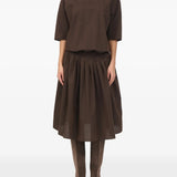 Brown dress, full body view