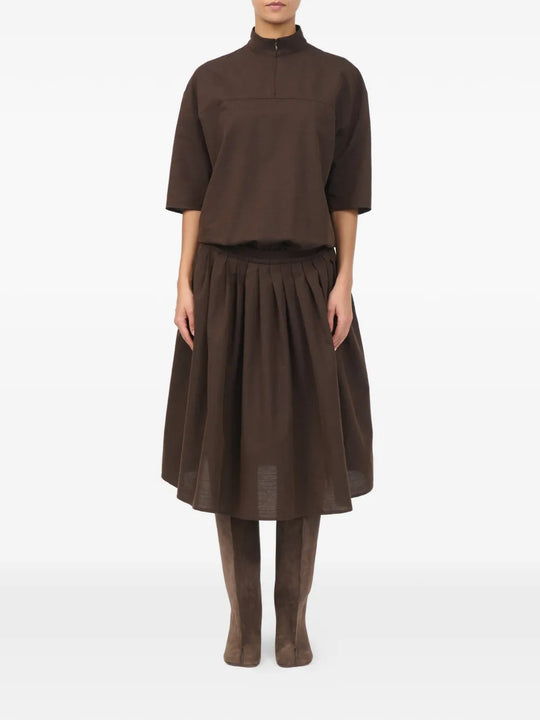 Brown dress, full body view