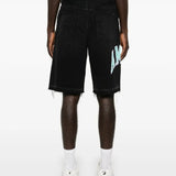Black shorts, full body view