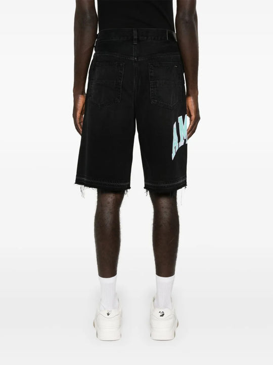 Black shorts, full body view