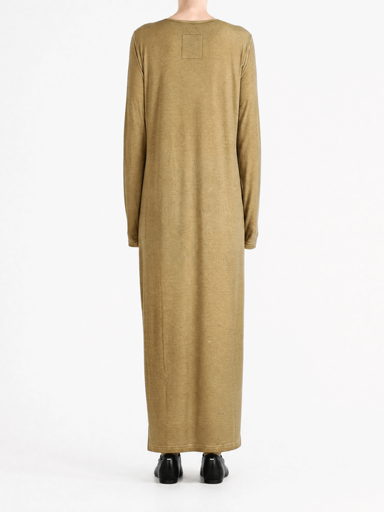 Tan dress, full body view