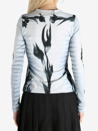 JEAN PAUL GAULTIER - Women Printed "Flower Body Morphing Mariniere" Mesh Long Sleeves Top