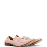 Pink loafers, side view