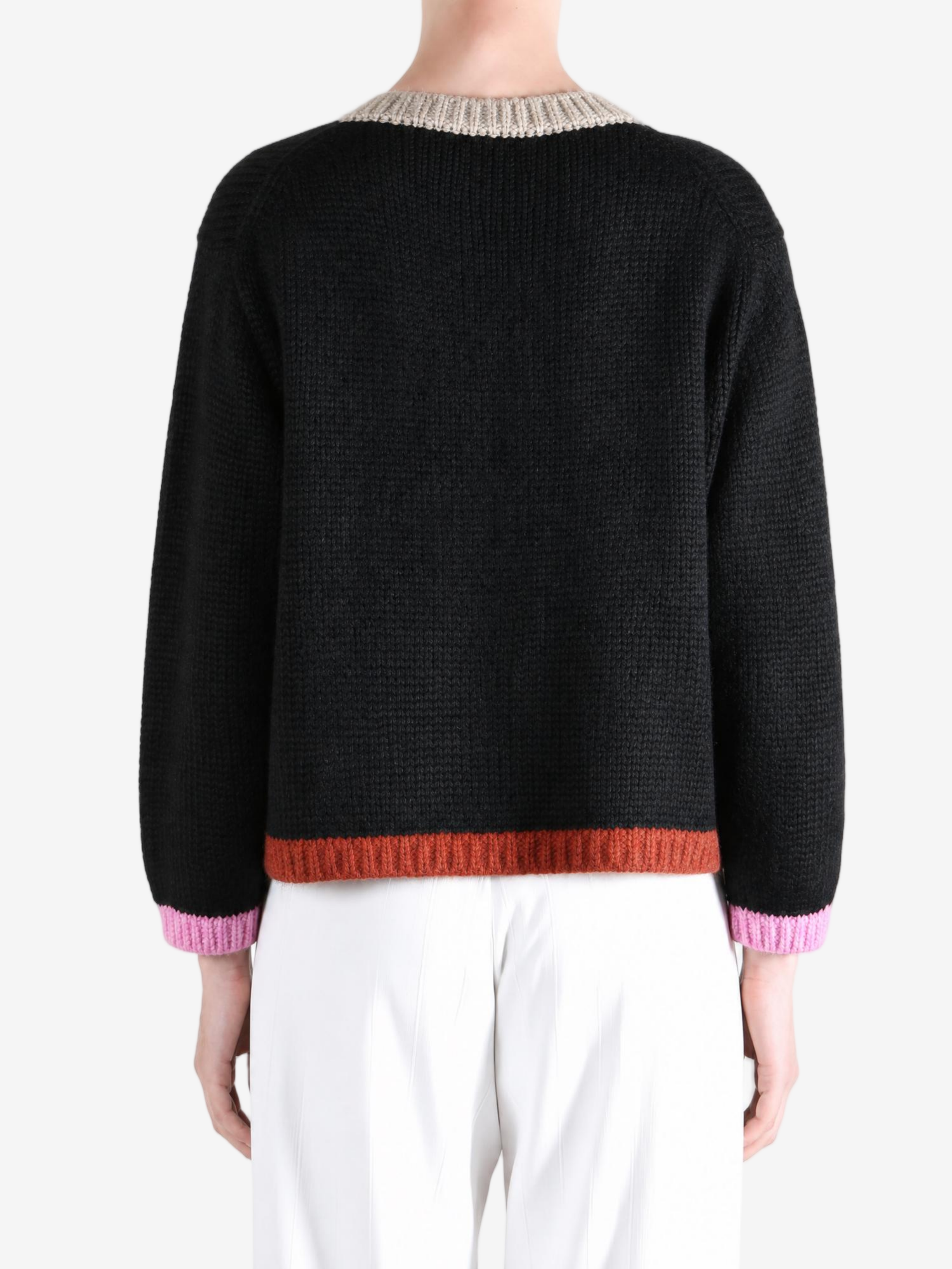 Black knitwear, full body view