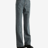 Blue pants worn by a person,showing the pants' fit