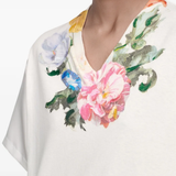 Close up of white t-shirt, showing texture of the cotton fabric