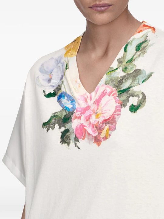 Close up of white t-shirt, showing texture of the cotton fabric