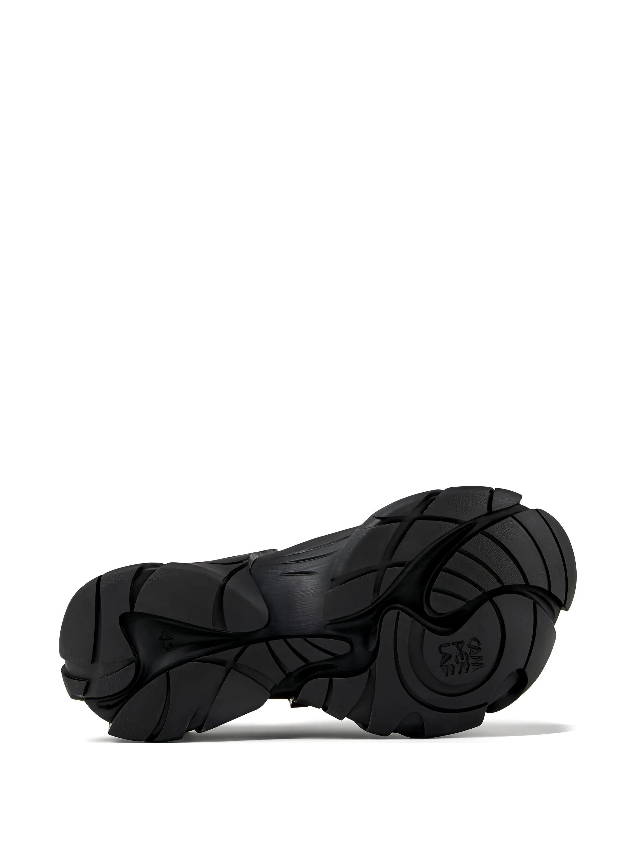 black sneakers, bottom view