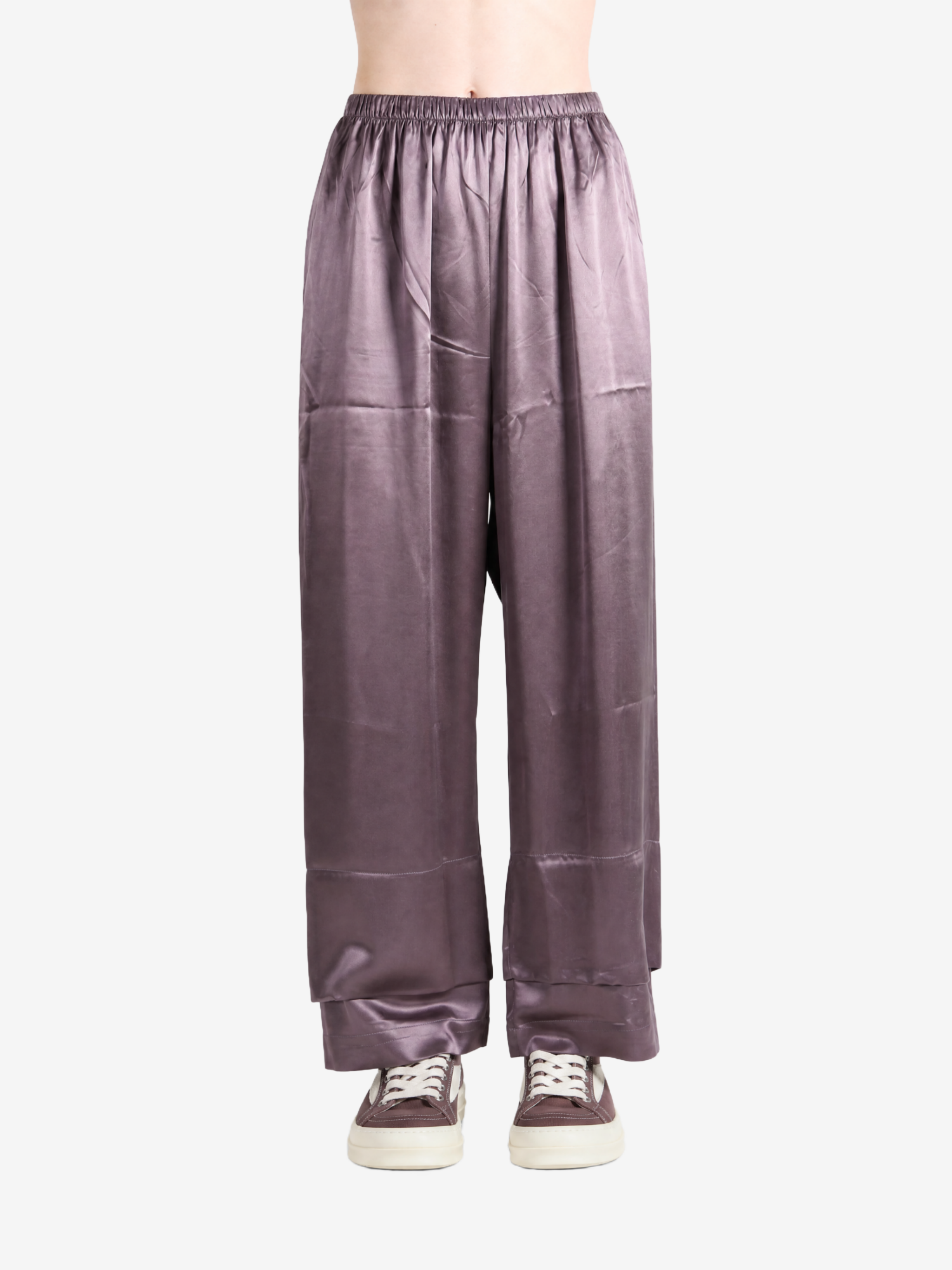 Purple pants, full body view