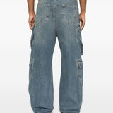 Blue jeans worn by a person, showing the jeans fit