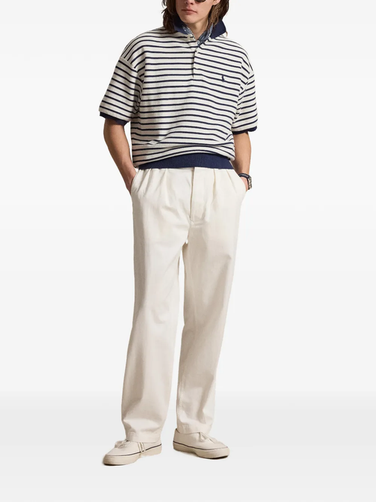 Navy shirt, full body view