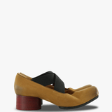 Tan shoes, side view