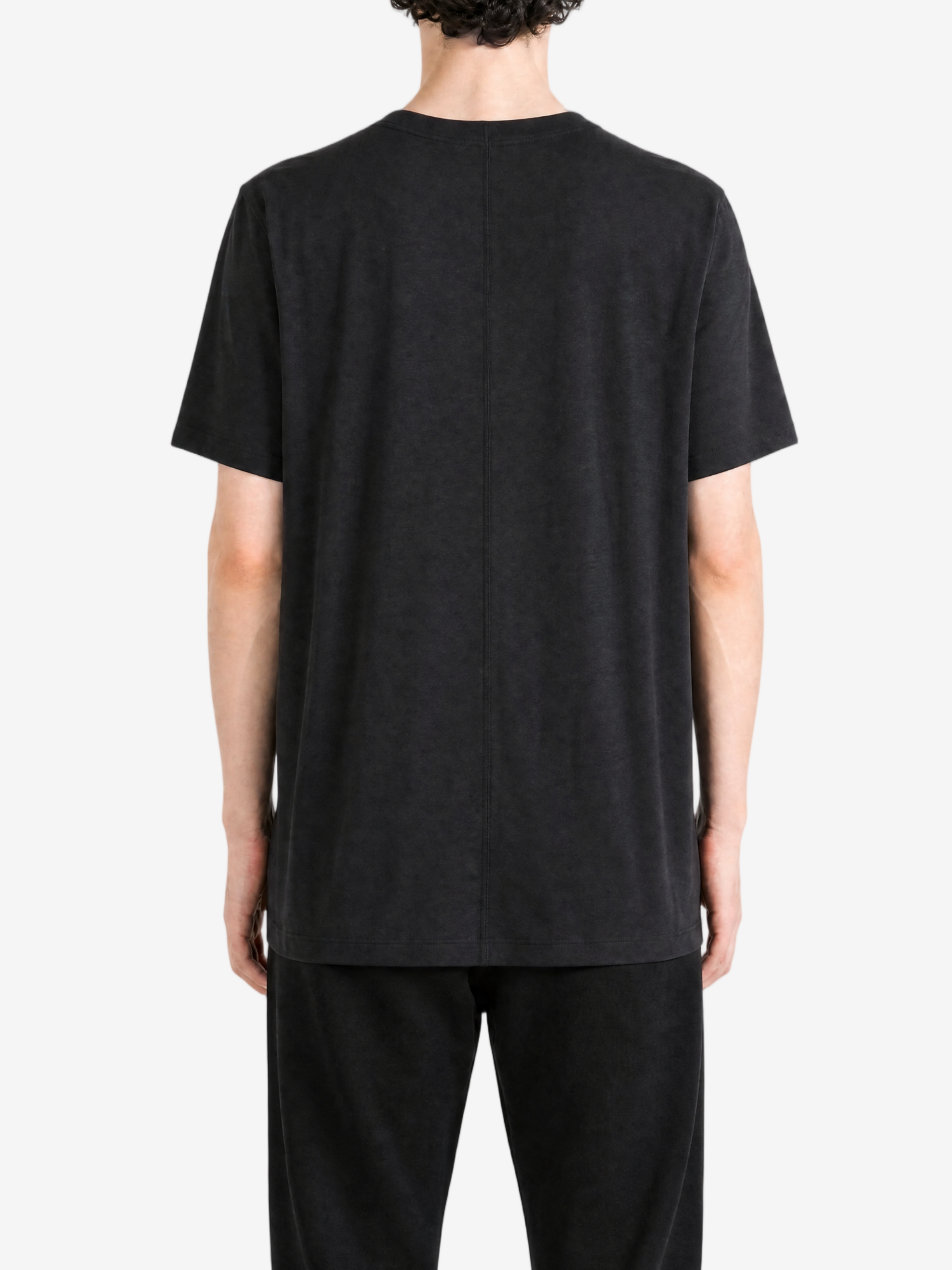 Black t-shirt, full body view