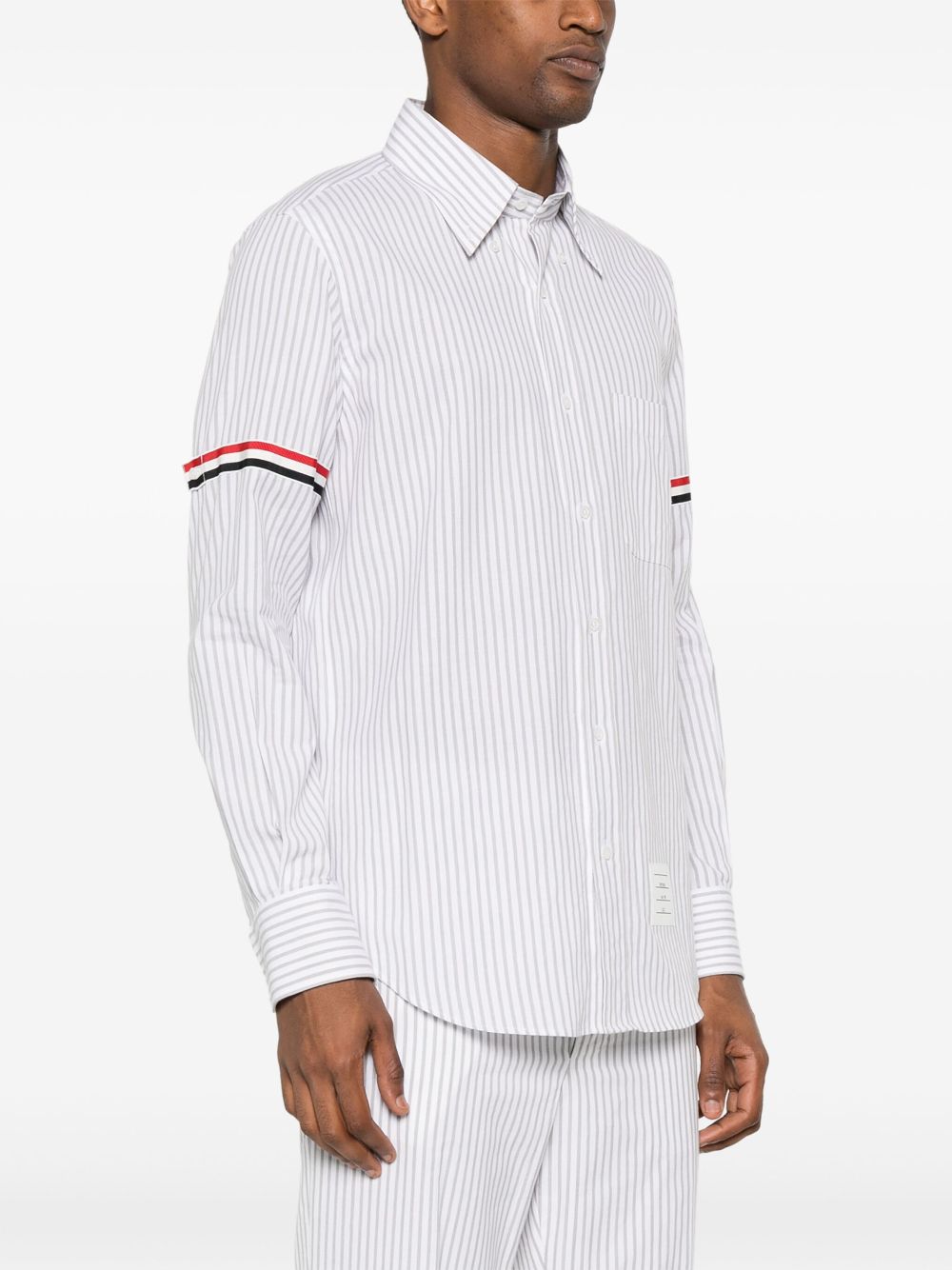 THOM BROWNE - Men Straight Fit BD PC L/S  W/GG Armband Stripe Madras Shirt