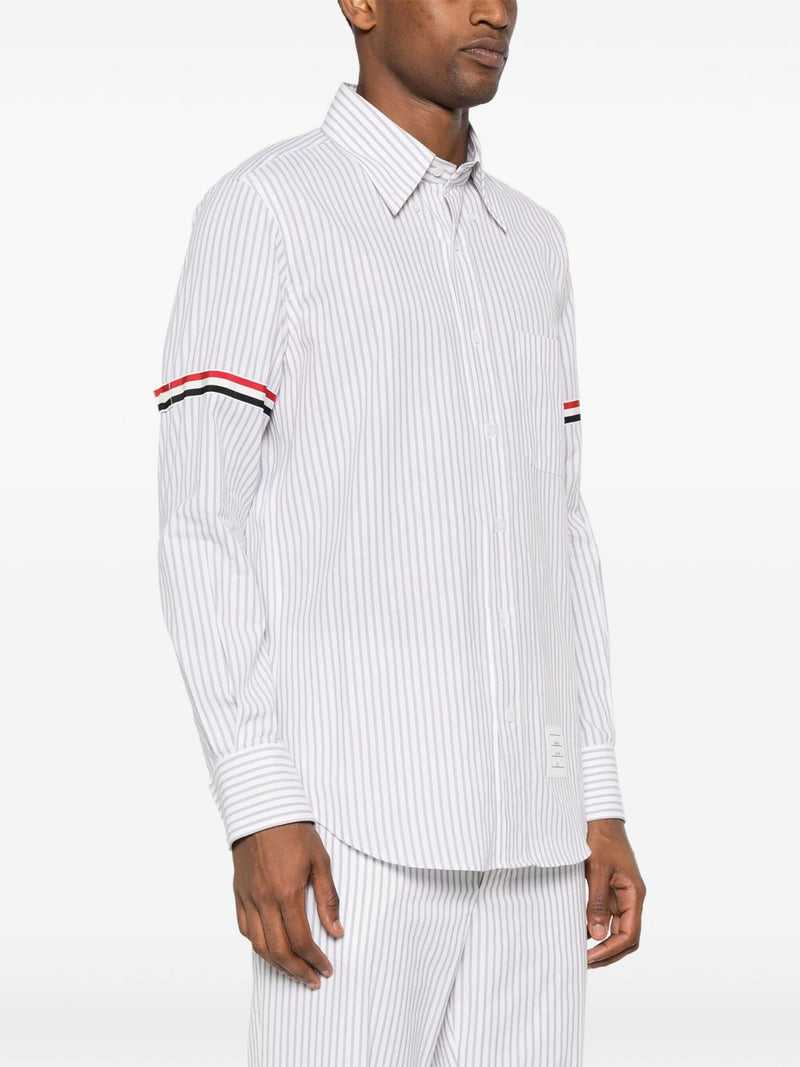 THOM BROWNE - Men Straight Fit BD PC L/S  W/GG Armband Stripe Madras Shirt