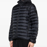 Black hoodie worn by a person, showing the hoodie fit