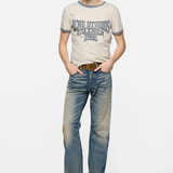 Tan t-shirt, full body view