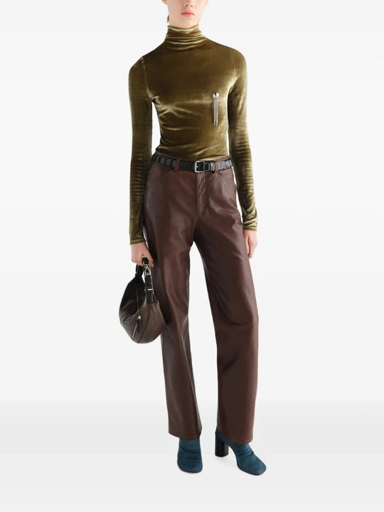 Green top, full body view