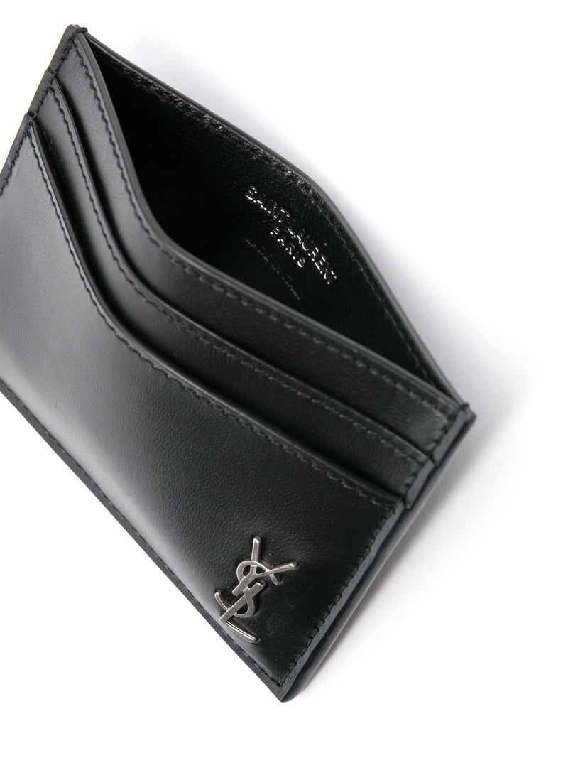 SAINT LAURENT - Men Silver Logo Card Wallet