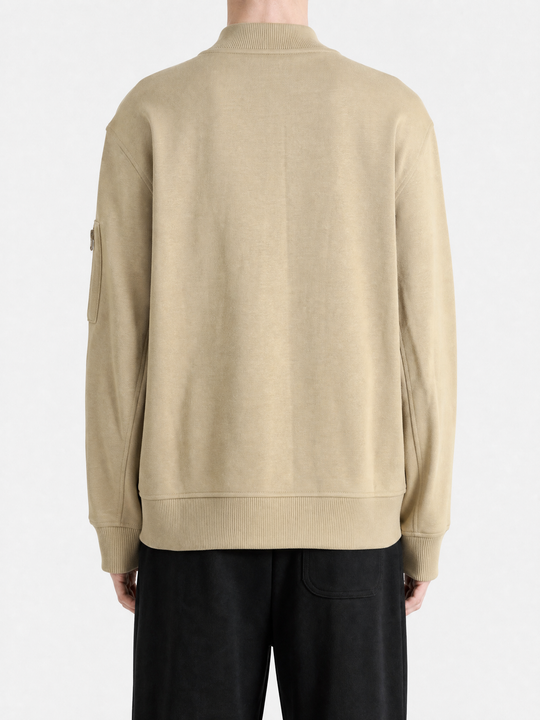 Tan jacket, full body view