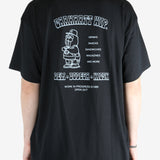 Black t-shirt worn by a person, showing the t-shirt's fit