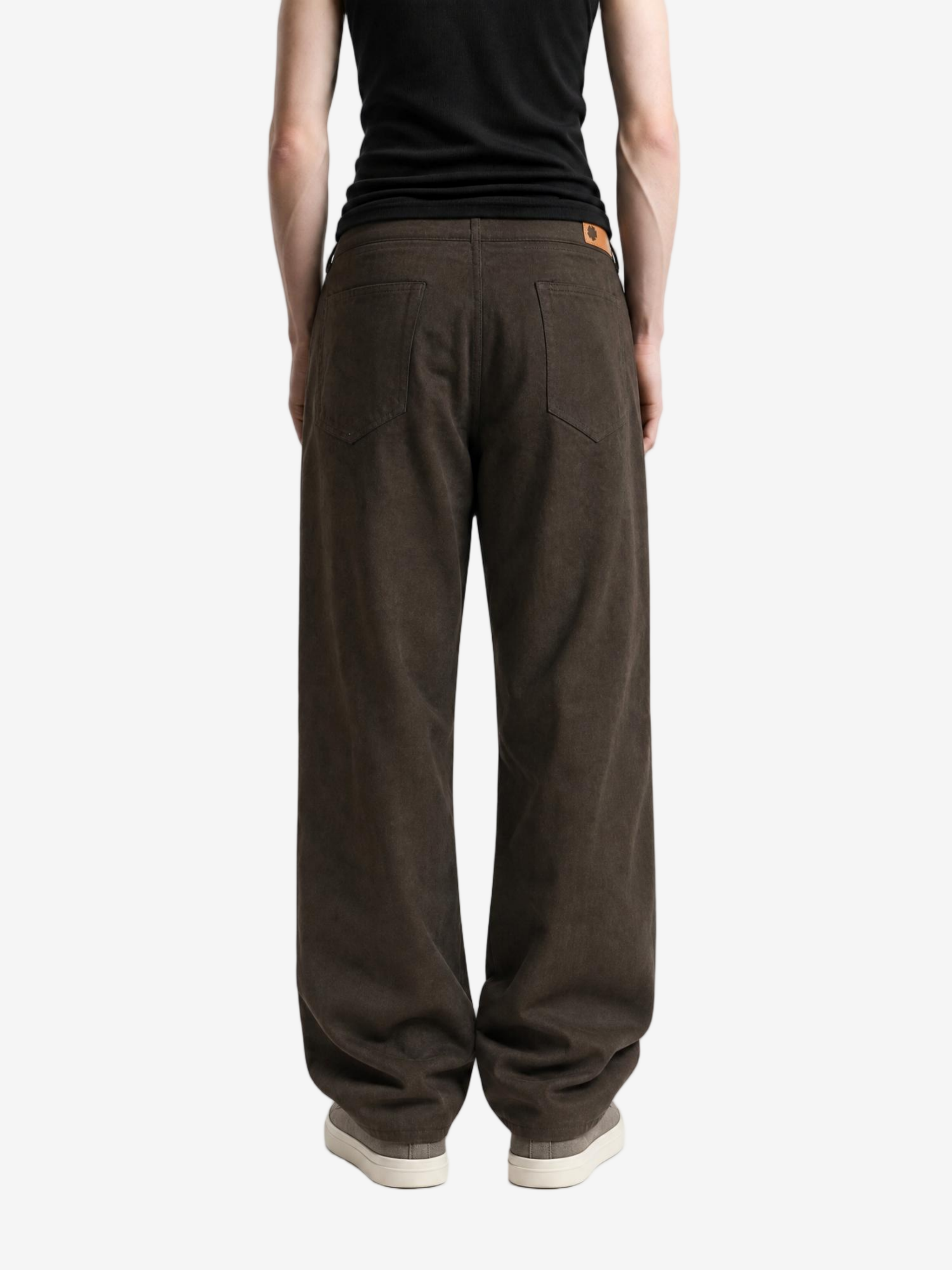 Brown jeans, full body view