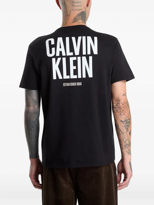 Black t-shirt, full body view